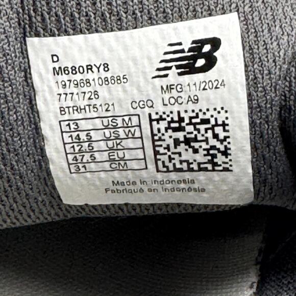 New Balance Fresh Foam 680 V8 Shoes Mens Size 13 Gray Running Sneakers M680RY8